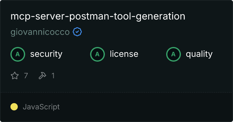 Postman Tool Generation Server MCP server